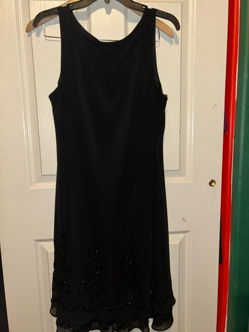 R&M Richards Black Beaded Sleeveless Midi Dress